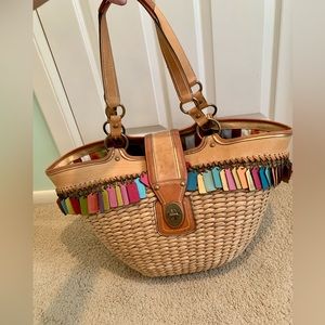 COACH leather Lily LIMITED EDITION Legacy Straw Basket tote